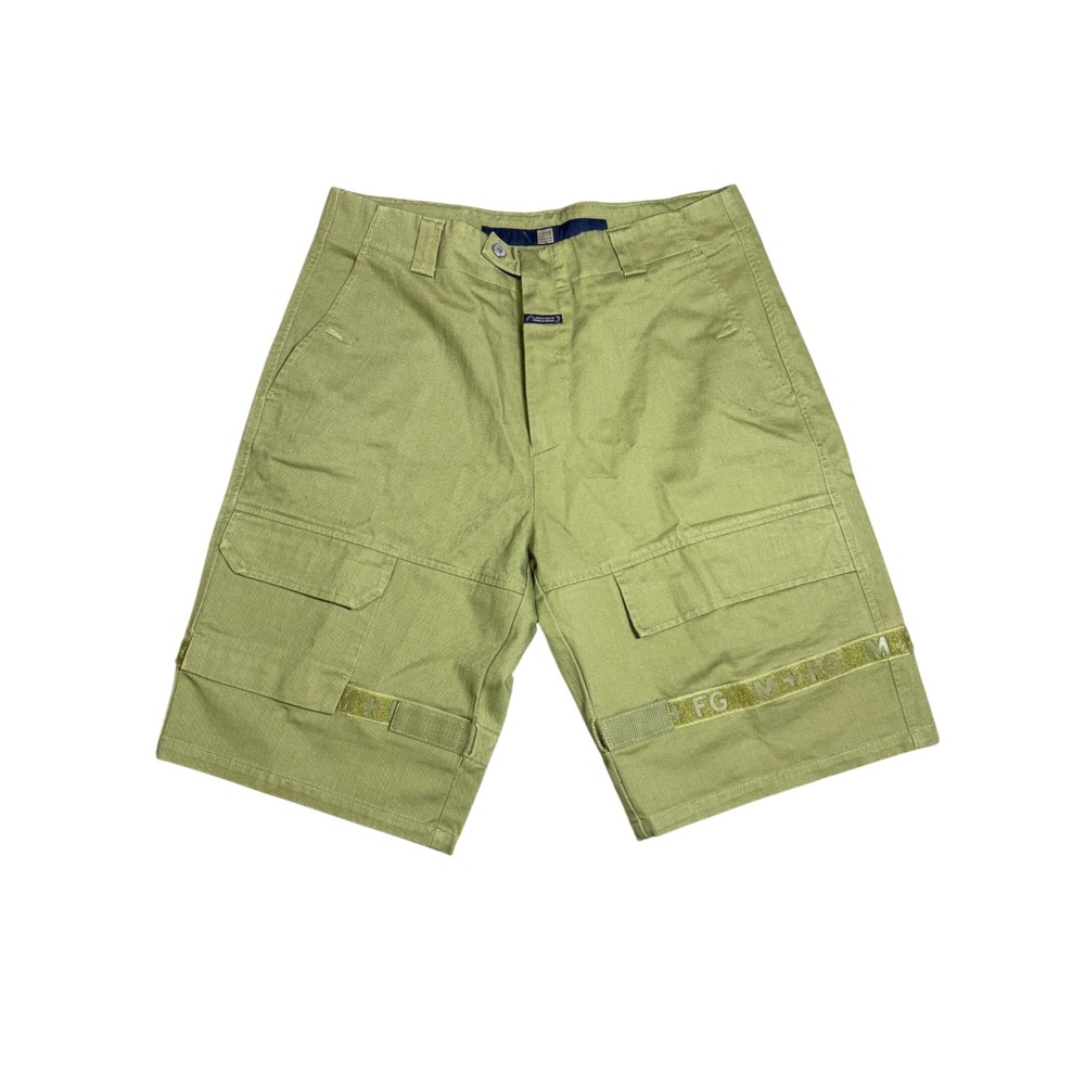 Marithe Francois Girbaud Mens Cargo Shorts Olive Green M+FG Strap Vintage 38